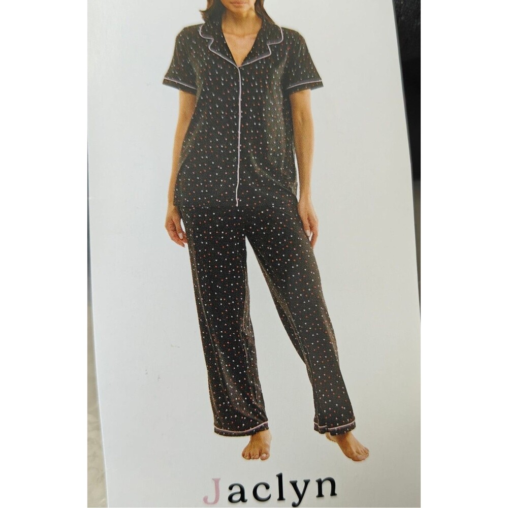 Jaclyn New York Cropped Pajama Set Black Women’s Medium 2 Piece Sleepwear